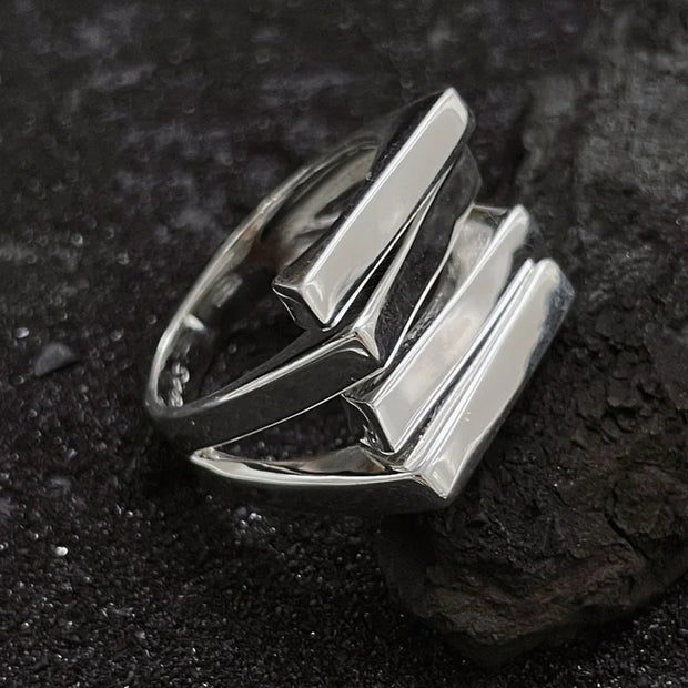 Sterling Silver Trapezoidal Square Adjustable Ring