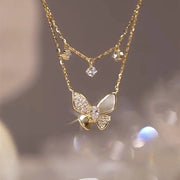 Double layer butterfly necklace