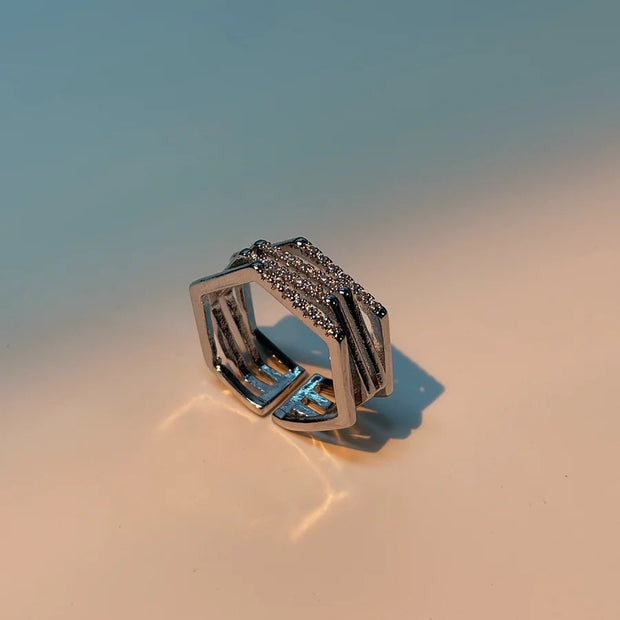 Creative Hexagonal Geometric Ring