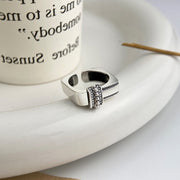 Sterling Silver Diamonds And Pearls Adjustable Ring