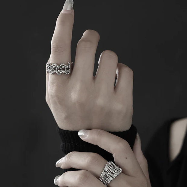 Skeleton Beaded Vegan Adjustable Ring