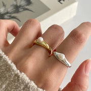 Sterling Silver Pearl Adjustable Ring