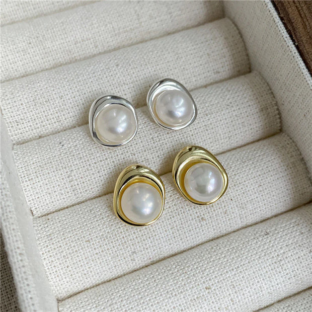 Sterling Silver Shaped Pearl Earrings