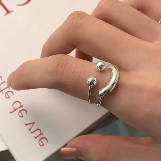 Sterling Silver Smile Adjustable Ring