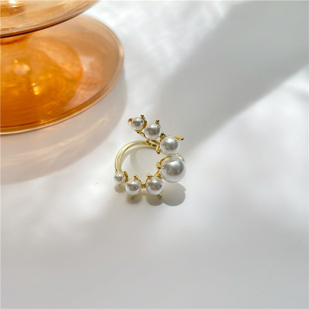 U-Shaped Pearl Adjustable Ring