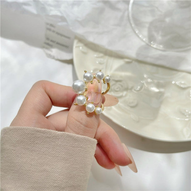 U-Shaped Pearl Adjustable Ring