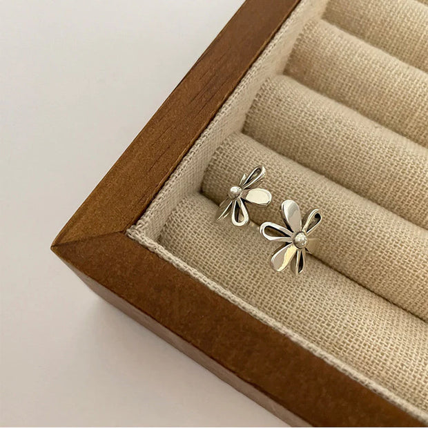 Sterling Silver Vintage Flower Adjustable Ring