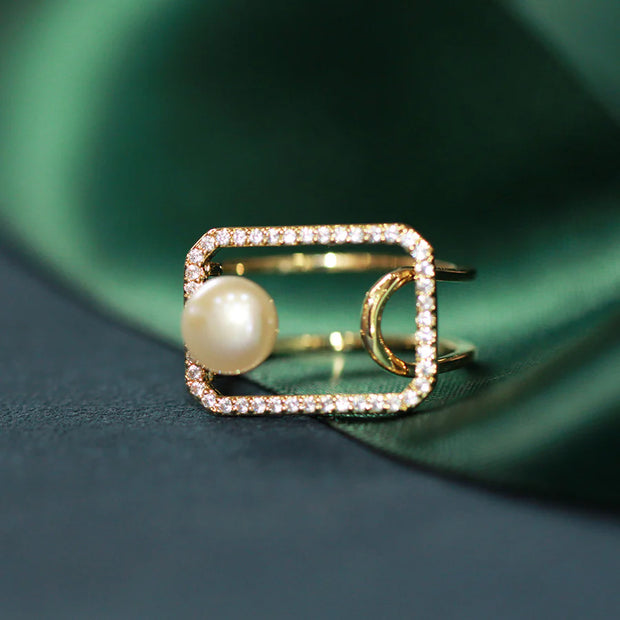 Pearl Square Adjustable Rings