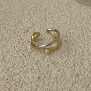 Sterling Silver Gold And Silver Clashing Crossover Ring