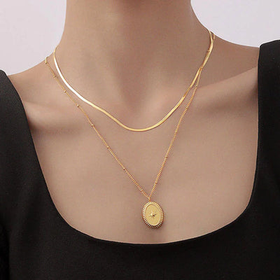Octomoment Oval Double Layer Necklace