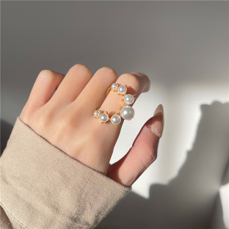 U-Shaped Pearl Adjustable Ring