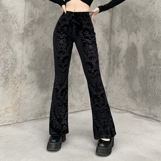 Women's Dark Style Suede Embossed Casual Pants