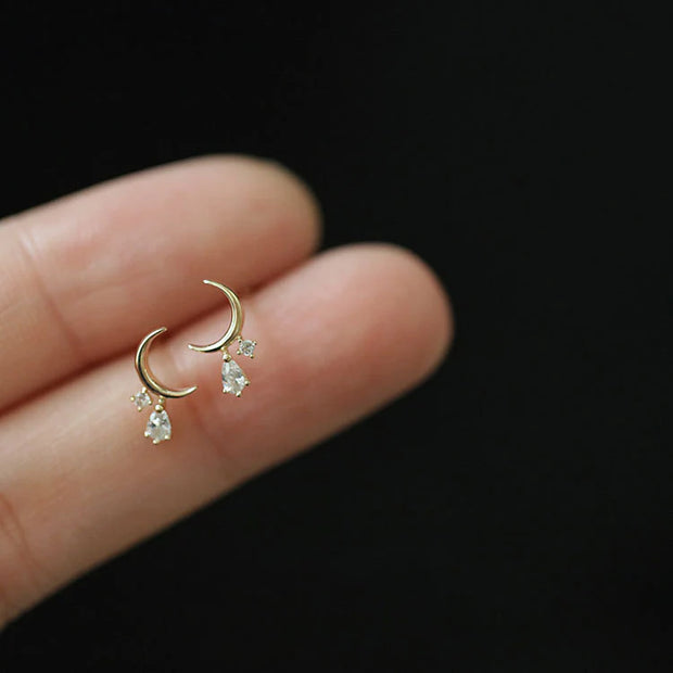 Sterling Silver Small curved moon earrings