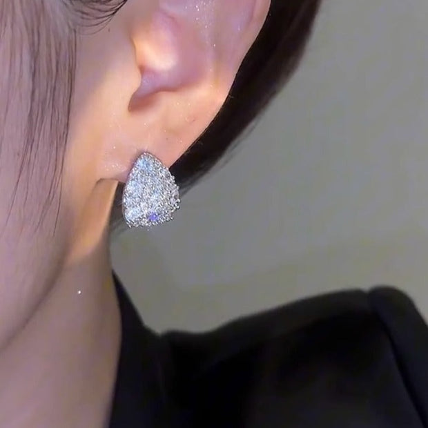 Dainty Diamond Shell Earrings