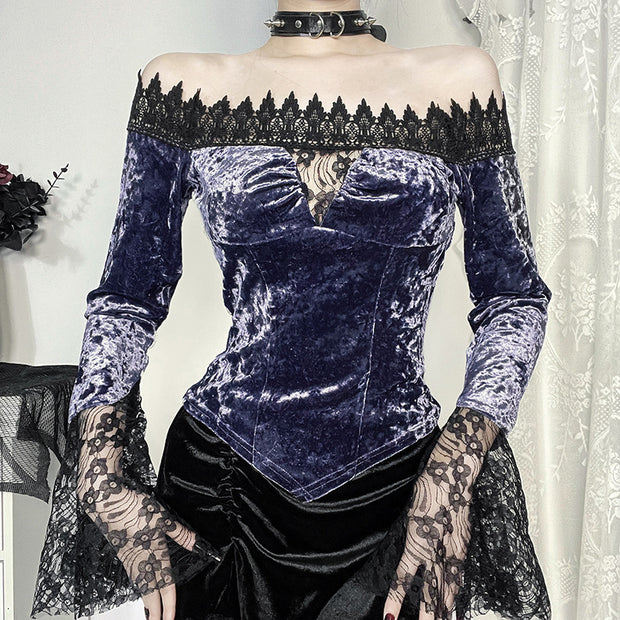 Women's Gothic Velvet Strapless Top