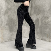 Women's Dark Style Suede Embossed Casual Pants