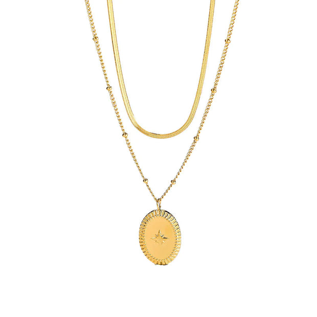 Octomoment Oval Double Layer Necklace