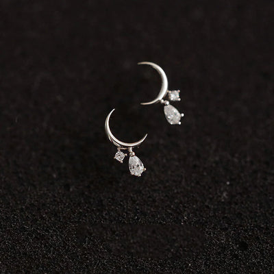 Sterling Silver Small curved moon earrings