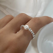Crushed silver pearl ring