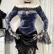 Women's Gothic Velvet Strapless Top