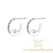 Curved Letter Smile Earrings