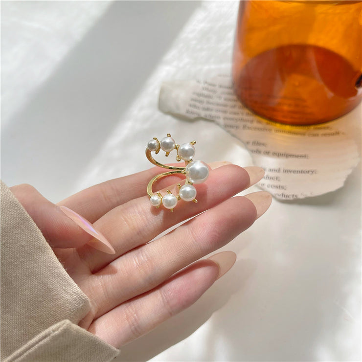 U-Shaped Pearl Adjustable Ring