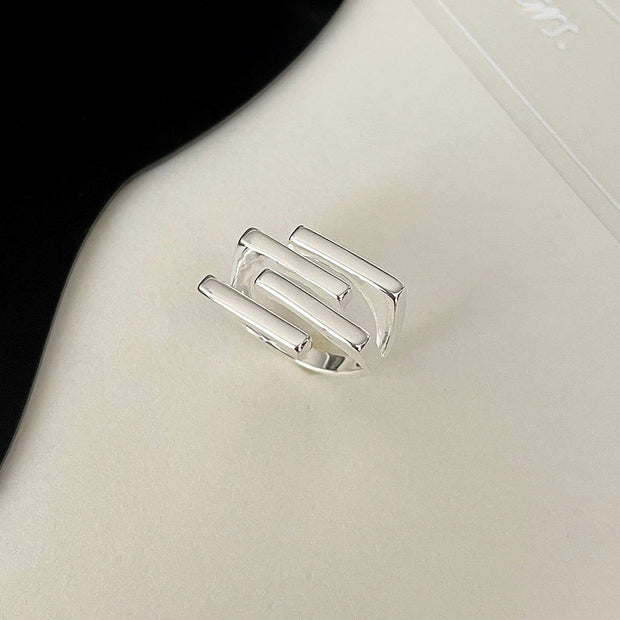 Sterling Silver Trapezoidal Square Adjustable Ring