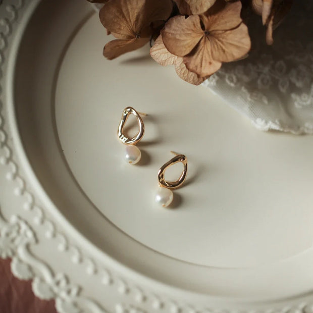 Freshwater baroque pearl earrings