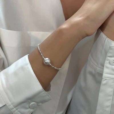 Crushed Silver Pearl Bracelet