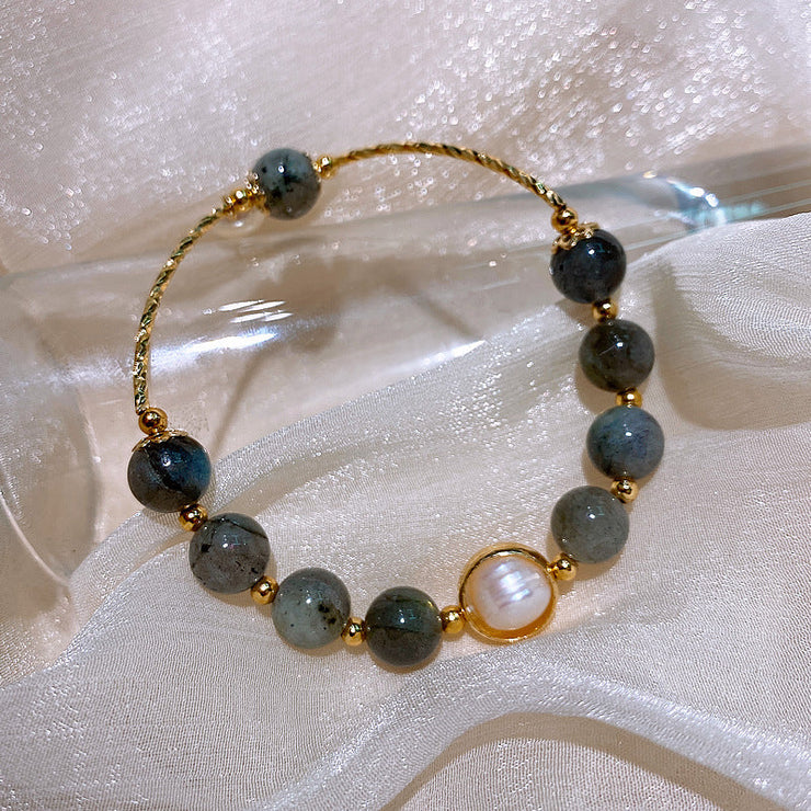 Freshwater pearl moonstone bracelet