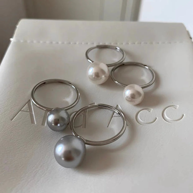 Sterling Silver Adjustable Pearl Ring