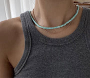Light blue turquoise natural pearl necklace