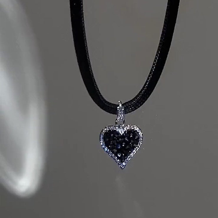 Black Sparkly Diamond Heart Earrings