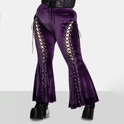 Women's Gothic Sexy Slim Cutout Strappy Flared Pants