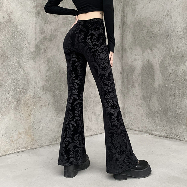 Women's Dark Style Suede Embossed Casual Pants