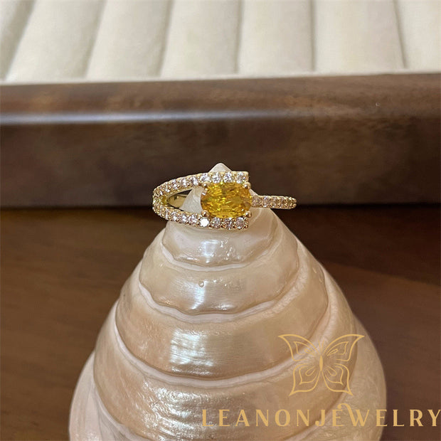 Sparkling Yellow Diamonds Adjustable Ring