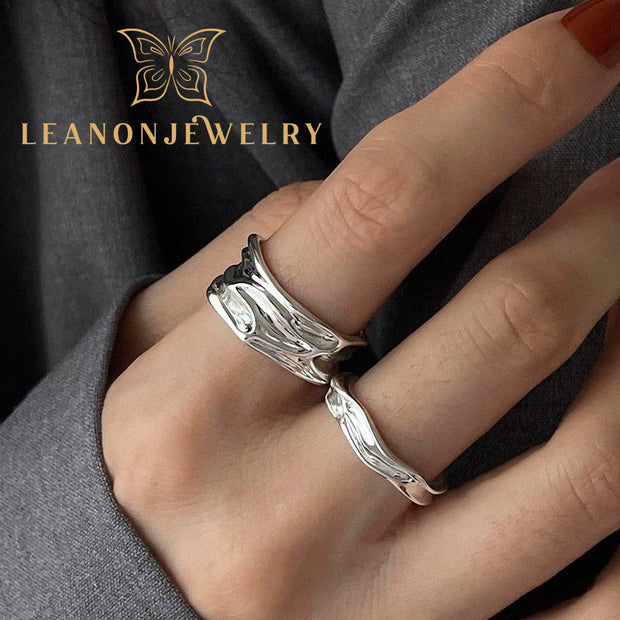 S925 Sterling Silver Irregular Texture Ring