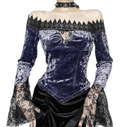 Women's Gothic Velvet Strapless Top