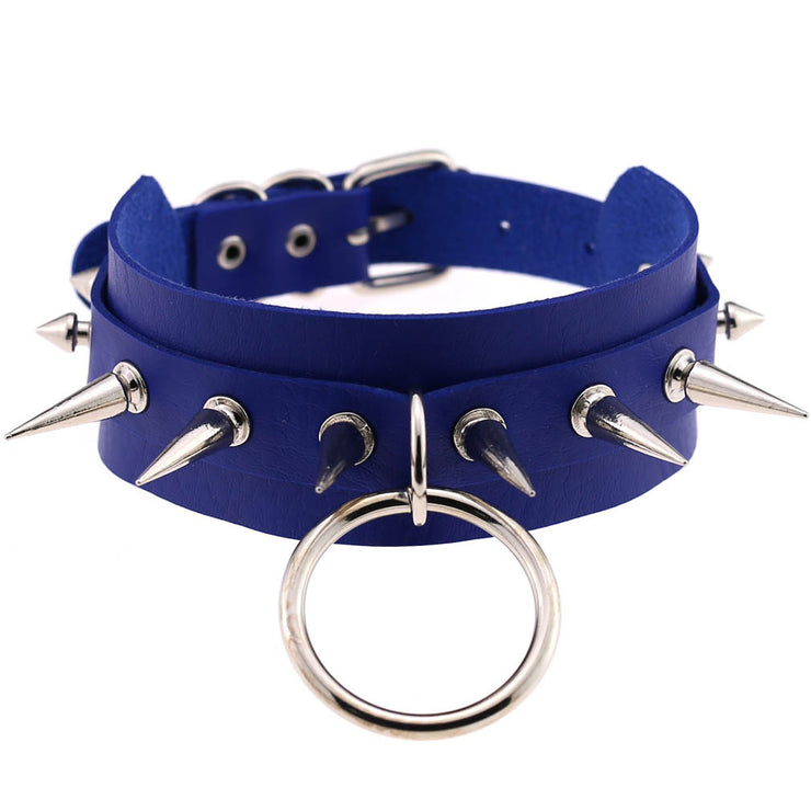 Women's Punk Faux Leather Metal Rivets Chokers