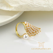 Angel Wings Zirconia Pearl Ring