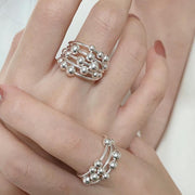 S925 Silver Multi Layers Line Beads Ring