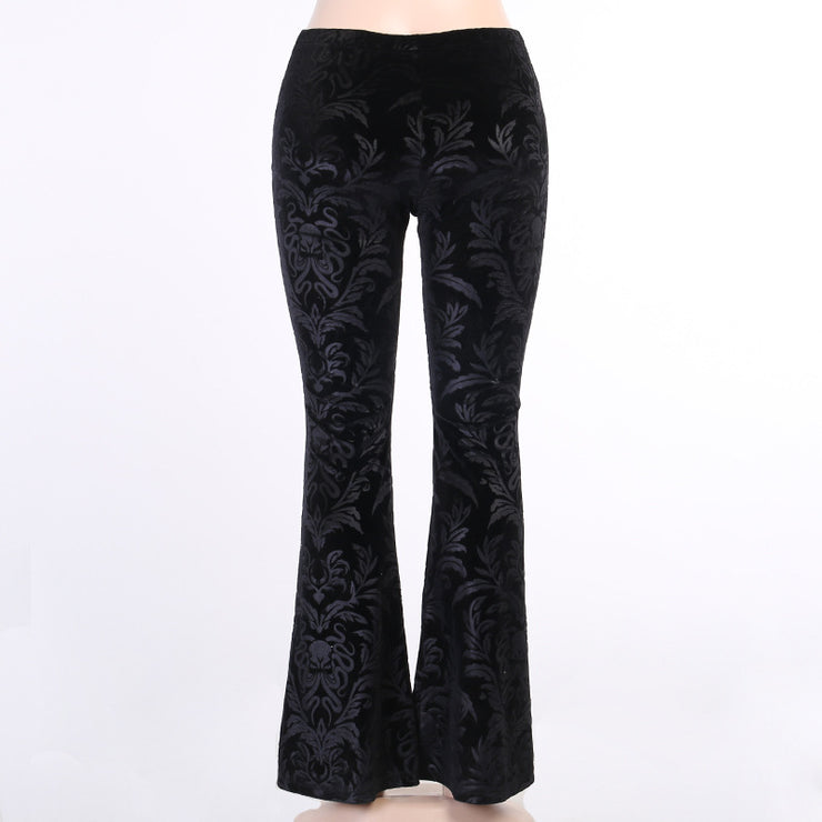 Women's Dark Style Suede Embossed Casual Pants