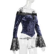 Women's Gothic Velvet Strapless Top