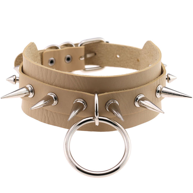 Women's Punk Faux Leather Metal Rivets Chokers