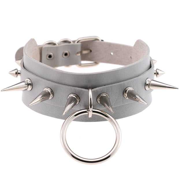 Women's Punk Faux Leather Metal Rivets Chokers