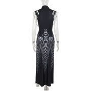 Women's Metallic Punk Bone Print Dress