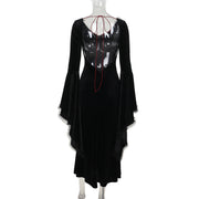 Women's Gothic Sexy Big Backless v-Neck Long Sleeve Dress