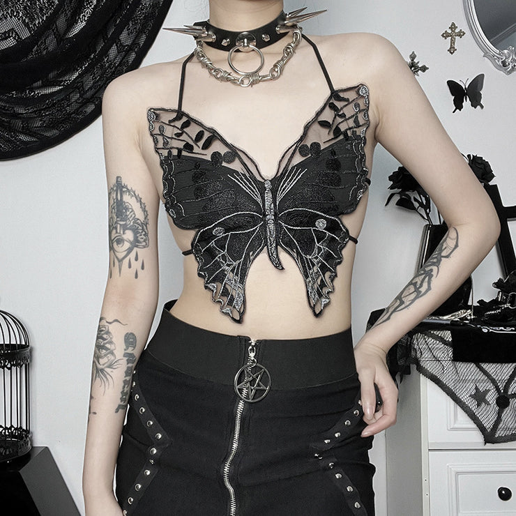 Women's Gothic Butterfly Lace Camisole Top