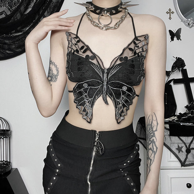 Women's Gothic Butterfly Lace Camisole Top