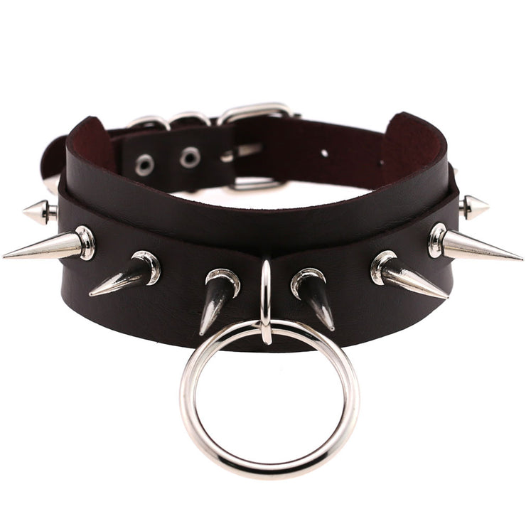 Women's Punk Faux Leather Metal Rivets Chokers